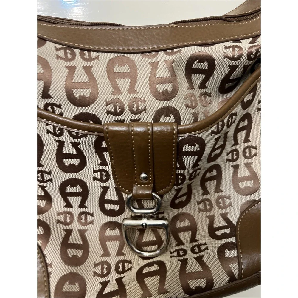 VTG Aigner Brown Signature shoulder purse chunky Y2K boho buckle